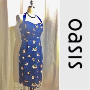 Cute floral blue cotton Oasis dress